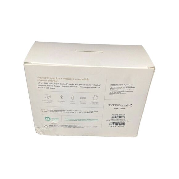 TYLT MagBoom 10W Wireless Charger Bluetooth Speaker MagSafe iPhone Black NEW - Picture 2 of 6